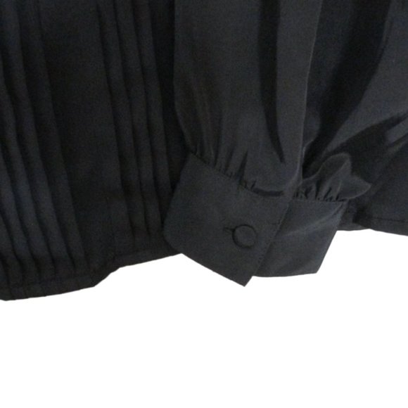 Dana Ashley Black Pleated Front Long Sleeve Blouse Size 14 - Picture 8 of 13